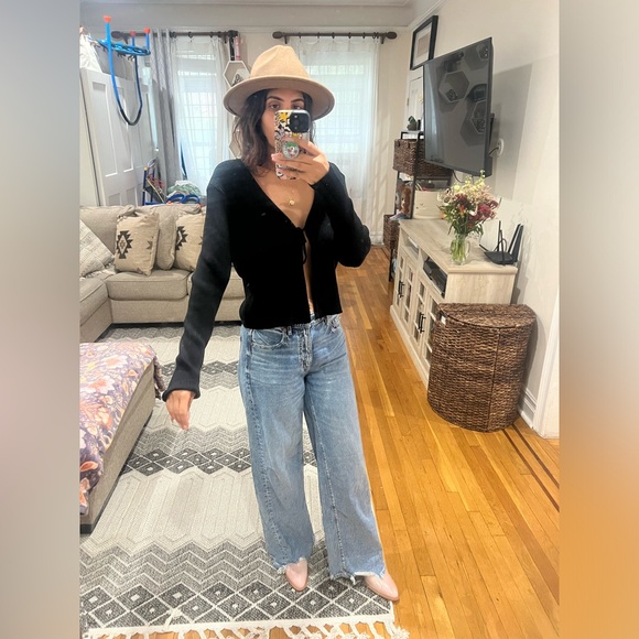 TWO bundle of no boundaries tie front ribbed long sleeve sweaters - Picture 3 of 11